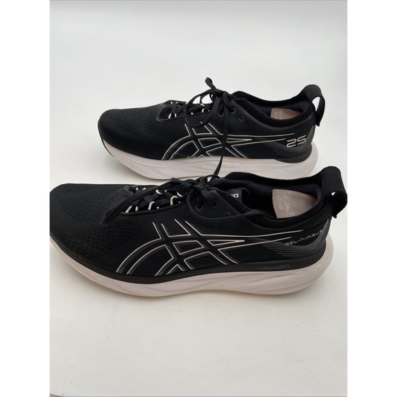 ASICS Gel Nimbus 25 Mens Size 12 Wide Running Shoes Black Sneakers 101B625 - Picture 1 of 8